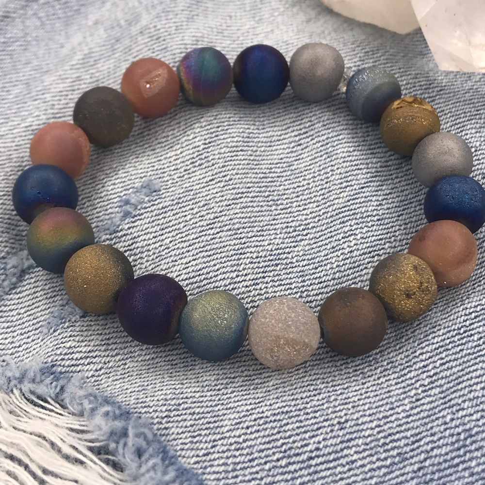 Metallic Druzy Chunky Stretch Bracelet